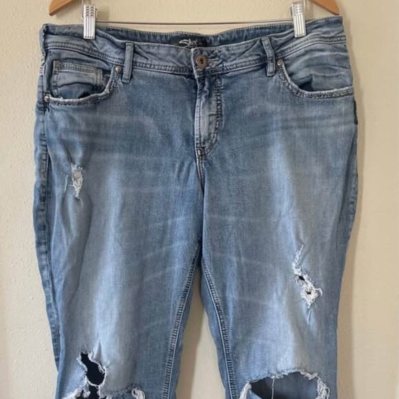 Silver Jeans Sam Grunge Distressed Ankle Women's Sz 16 X 27 - Picture 1 of 5
